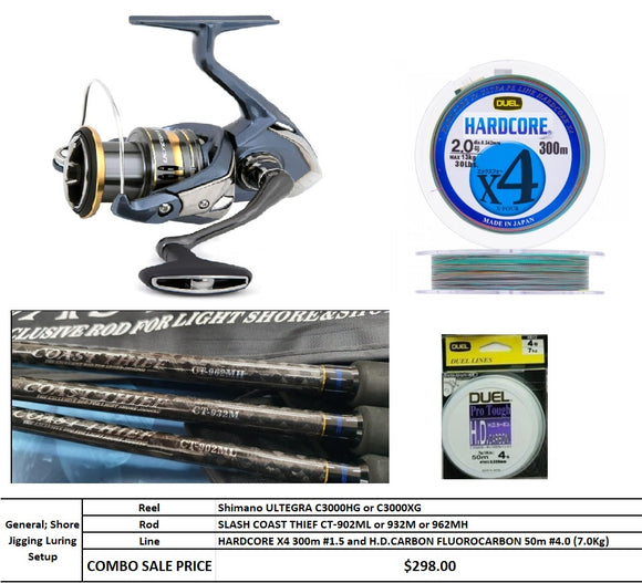 Shimano ULTEGRA Reel + SLASH COAST THIEF Rod + Line Combo